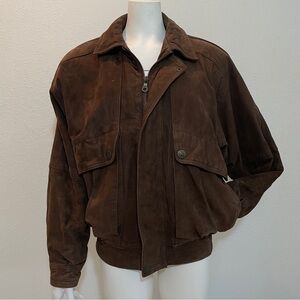vintage Paris-Dakar Rally brown suede leather racing jacket